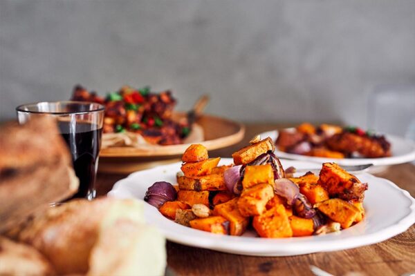 Roasted Sweet Potatoes with Apples & Onions